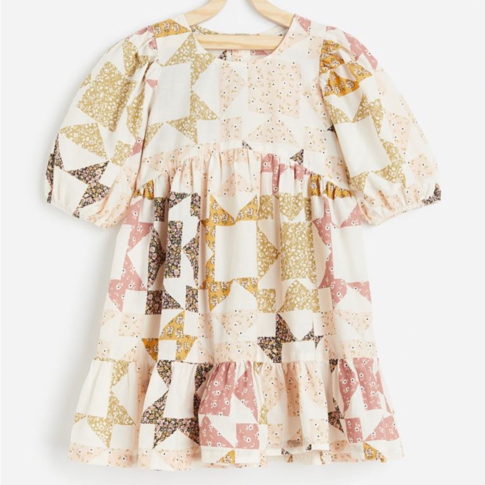 ISO H&M Puffed Sleeved Patchwork Dress Size 6 or 7 Girls